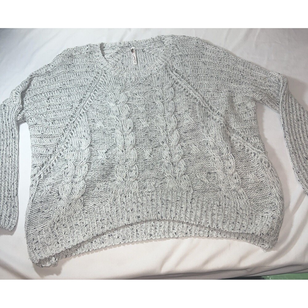 Poof! Cable Knit Black And White Sweater Size Small